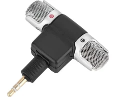 Ieron mini stereo kondensatorinis mikrofonas studijos transliavimui, paauksuotos 3.5 mm jungtys, skirtas pc, nešiojamam kompiuteriui ir kameros įrašymui
