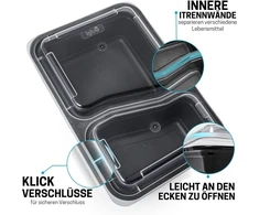 Igluu Meal Prep indeliai su 2 skyriais, maisto dėžutė, priešpiečių dėžutė, tinkama naudoti mikrobangų krosnelėje, galima plauti indaplovėje ir daugkartinio naudojimo, sandarus dangtelis, be Bpa, 10 vnt.