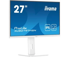 Iiyama Prolite Xub2797hsn-w2 68.5 cm 27 colių Ips Led monitorius Full Hd 100hz Hdmi Dp-in/out Daisychain Usb 3.2 Usb-c dokas 65w Lan Slim-line aukščio reguliavimas Pivot Adaptivesync baltas