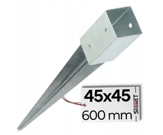 Įkalama stulpo bazė Lider 45x45 mm 600 mm (cinkuota)