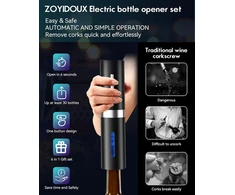 Įkraunamas elektrinis kamščiatraukis, elektrinis vyno atidarytuvas 6-in-1 rinkinys su folijos pjaustytuvu, vyno kamščiu, pilstytuvu, užrakinamu vyno kamščiu, Usb įkrovimo laidu