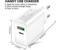 Įkroviklis Usb C 20 W, 2 prievadų greitasis įkroviklis su įkrovimo laidu, kelioninis įkroviklis suderinamas su Pd3.0