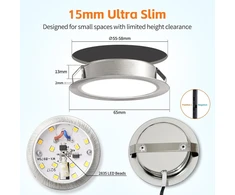 Įleidžiami Led prožektoriai 12v 4000k Neutrali balta, pritemdomi, 3w, 3 vnt.