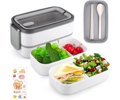 Imposyu bento pietų dėžutė su 2 aukštais ir skyriais, 1400 ml talpos maisto laikymo konteineriai su dangteliu, sandari pietų dėžutė, tinkama naudoti mikrobangų krosnelėje vaikams ir suaugusiems
