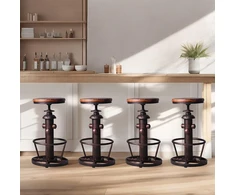 Industrialinė pasukama baro kėdė Coffee Kitchen Dining Fire Hydrant reguliuojamo aukščio medinė sėdynė