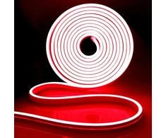 Inextstation Led juosta 5 m, 12 V raudona neoninė Led juosta, vandeniui atspari lanksti neoninė Led silikoninė juosta, skirta miegamojo vidaus ir lauko apšvietimui, namų virtuvei, svetainei, "pasidaryk pats" dekoravimui (be maitinimo šaltinio)
