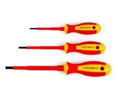 Ingdaum® 3 Vde atsuktuvų su plokščia galvute rinkinys 0,5 x 3,0 x 75 mm; 0,8 x 4,0 x 100 mm; 1,0 x 5,5 x 125 mm, izoliuoti iki 1000 V elektrikams, mechatronikams ir šaldymo technikams