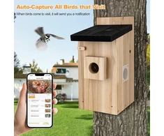 Inkilo dėžutė su kamera 1080p hd smart indoor hanging bird house wi-fi laukiniams sodo paukščiams