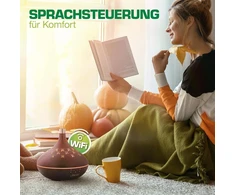 Inline Smarthome aromaterapinis difuzorius eteriniams aliejams, 400 ml, ultragarsinis drėkintuvas, kambario kvapas, oro gaiviklis miegamajam, biurui, aplinkos apšvietimas, laikmatis, suderinamas su Alexa/google Home, 40154