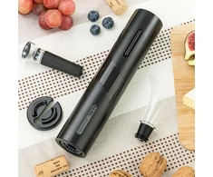 Innovagoods 4 dalių elektrinis kamščiatraukio vyno priedų rinkinys, elegantiškas dizainas, abs ir plienas, juodas, vidutinis, akrilonitrilo butadieno stirenas