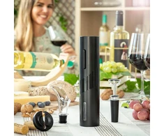 Innovagoods 4 dalių elektrinis kamščiatraukio vyno priedų rinkinys, elegantiškas dizainas, abs ir plienas, juodas, vidutinis, akrilonitrilo butadieno stirenas