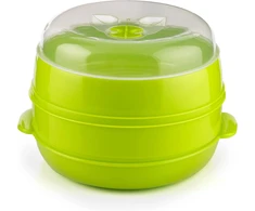 Garų puodas Innovagoods Dvigubas garintuvas Fresh, skirtas mikrobangų krosnelei, žalias, 22 x 12/17 cm