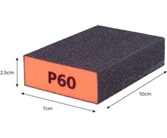 Innspiro lankstus šlifavimo blokas iš putų, vidutinio rupumo, 60 gritų, 10 x 7 x 2,5 cm, skirtas šlifuoti ir poliruoti medieną, dažus, plieną, rūdis