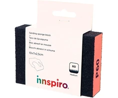 Innspiro lankstus šlifavimo blokas iš putų, vidutinio rupumo, 60 gritų, 10 x 7 x 2,5 cm, skirtas šlifuoti ir poliruoti medieną, dažus, plieną, rūdis