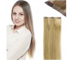 INTERVION Besiūliai Clip-in priauginami plaukai 100% natūralūs 40 cm šalto atspalvio blondinė 10