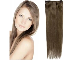 INTERVION Clip-in priaugiamos natūralios plaukų sruogos, juosta, 40 cm šalta blondinė 10