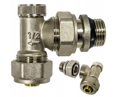 Invena Kampinis atbulinis vožtuvas su vienu 1/2"x16 Pex jungikliu radiatoriui