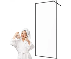 Invena walk-in sienelė 80x200 skaidri juodas rėmas 8 mm grūdintas stiklas