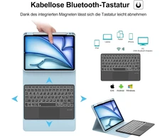 Ipad Air 11 2025/2024 klaviatūra su Touchpad ir dėklu, mėlyna