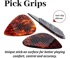 Irikdescia® 16 gitaros mediatorių laikiklių rinkinys, neslystantys lipdukai, 0,6 mm ploni, patvarūs, daugkartinio naudojimo silikoniniai, bosinei gitarai, ukulelei, celiuloidiniams gitaros mediatoriams (skaidrūs)