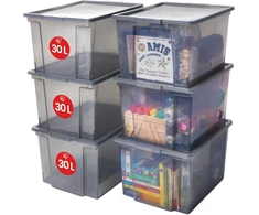 Iris, 6 dėžučių rinkinys / dėžės su dangčiu / dėžutės sukrovimui 'useful Storage Box', Usb-m, plastikas, skaidri pilka, 40 L, 42 x 36 x 26.5 cm