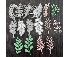 Isaken Trafaretai lapų augalų išpjovimo formelės fono rėmelis scrapbooking'ui įspaudimo trafaretai metalo išpjovimo formelės trafaretai scrapbooking'ui nuotraukų popieriaus kortelių amatų įspaudimo "pasidaryk pats" gamybai