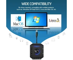 Išorinė garso plokštė, Phoinikas T10 Usb garso adapteris, skirtas Pc Windows, Mac, Linux, nešiojamiesiems kompiuteriams, staliniams kompiuteriams, stereo garso plokštė su 3,5 mm sąsaja ir Usb sąsaja, Plug &amp; Play (6-in-1, juoda)