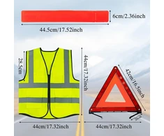 Įspėjamasis trikampis, automobilio saugos liemenės komplektas, 360 laipsnių atspindintis įspėjamasis trikampis, atspindintis avarinis trikampis, automobilio saugos liemenė, avarinis trikampis, sulankstomas, gedimo trikampis, sulankstomas