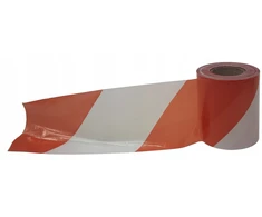 Įspėjamoji juosta Metalstyl 75 mm x 100 m baltai raudona, skirtas darbų saugai