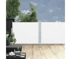 Ištraukiama šoninė kiemo pertvara, kreminės spalvos, 140x1200cm