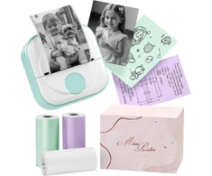 Itari Q02 mini spausdintuvas bluetooth nuotraukų spausdintuvas išmaniesiems telefonams, terminis spausdintuvas mokymuisi, mokyklinės prekės, etikečių spausdintuvas užrašams, dienoraščiui, atmintinei, nuotraukoms, žurnalui, su 3 popieriaus ritinėliais
