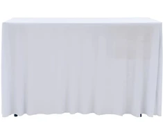 Įtempiamos staltiesės su sijonais, 2 vnt., baltos, 243x76x74 cm