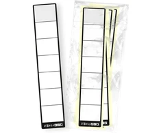 Itenga 50 vnt. etikečių siauriems segtuvams, 3.6x19 cm, juodos