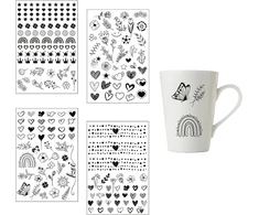 Įtrinami lipdukai, 4 lapų įtrinama folija, perkėlimo lipdukai, rašto lipdukai baldams, stiklui, medžiui, žvakėms, scrapbooking'ui, nuotraukų albumui, "pasidaryk pats" dekoravimui (širdelė, juoda)