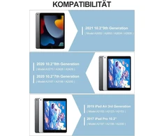 Iveoppe Ipad klaviatūra su dėklu, skirta 9-osios/8-osios/7-osios kartos, 10,2 colio Air 3 ir Pro 10.5 – magnetiškai nuimama, Qwertz, šviesiai mėlyna