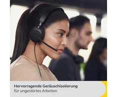 Jabra Evolve2 40 Se - laidinės stereo ausinės su triukšmo slopinimu ir 3 mikrofonų technologija - Usb-a kabelis - Ms Teams sertifikuotos, taip pat suderinamos su kitomis platformomis - juodos