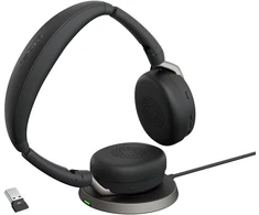 Jabra Evolve2 65 Flex belaidės stereo bluetooth ausinės su triukšmo slopinimo Jabra Clearvoice technologija ir hibridiniu Anc - suderinamos su pagrindinėmis Uc platformomis - juodos