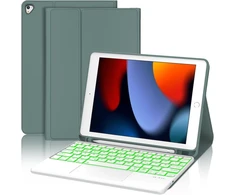 Jademall dėklas Ipad 6-ai kartai su klaviatūra, klaviatūros dėklas su jutikliniu kilimėliu ir rašiklio laikikliu Ipad 5-ai kartai 2017, Pro 9.7 colio, Air 2 &amp; 1, apšviestas galinis dėklas
