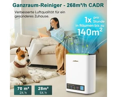 Jafända oro valytuvas Hepa 13, skirtas alergiškiems žmonėms, kambario oro valytuvas su aromaterapiniu difuzoriumi ir aktyvintos anglies filtru, pašalina 99,97% pelėsių, dulkių, žiedadulkių, oro valytuvas Cadr 268 m³/h (auksinis)