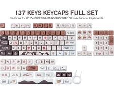 Jaketsai Moa profilio Pbt klavišų dangteliai 60 procentų, 136 klavišai, individualizuotas dažų sublimacijos Ansi išdėstymo klavišų dangtelių rinkinys, suderinamas su Cherry Mx jungiklių mechanine klaviatūra