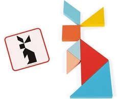 Janod - Essentiel - Tangram - medinis edukacinis žaidimas kūdikiams ir mažiems vaikams - dažai vandens pagrindu - nuo 2 metų, J05070, juodas