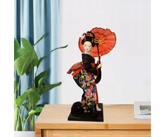 Japoniškas rankų darbo geišos skulptūra 25 cm lėlės kimono E stiliaus stalui