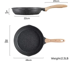 Jeetee aliumininė keptuvė 28 cm, keptuvė su nelimpančia danga, indukcinė, dujinė, didelė, tvirta ir patvari, indukcinė keptuvių rinkinys su rankena, be Pfoa (pilka)