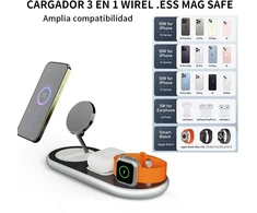 Jeswo magnetinis belaidis įkroviklis, 3 viename belaidis įkroviklis su 18w adapteriu, įkrovimo stotelė mobiliesiems telefonams/išmaniesiems laikrodžiams/ausinėms, palaikantiems belaidį įkrovimą