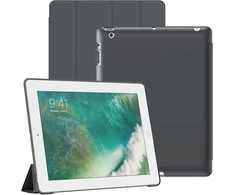 Jetech dėklas, skirtas ipad 2/3/4, apsauginis kietas galinis dangtelis, minkštas planšetinio kompiuterio stovas, automatinis pažadinimas/užmigdymas (tamsiai pilkas)