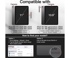 Jetech dėklas, skirtas Ipad Air 11 colių M3/m2 (2025/2024), Ipad Air 5/4 (2022/2020 5-osios/4-osios kartos, 10,9 colio) su pieštuko laikikliu, plonas dėklo stovas, apsauginis planšetinio kompiuterio dėklas, kelių kampų žiūrėjimas (pilka)