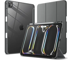 Jetech dėklas, skirtas ipad pro 13 colių m4 (2024) su rašiklio laikikliu, skaidrus permatomas galinis dangtelis, plonas stovas, atsparus smūgiams planšetinio kompiuterio dėklas, automatinis pažadinimas/užmigdymas (space pilkas)