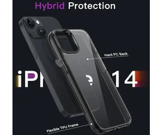 Jetech dėklas, skirtas iphone 14 6.1 colio, niekada negeltonuojantis telefono dėklas, atsparus smūgiams, apsauginis dėklas, atsparus įbrėžimams, skaidrus galinis dangtelis (juodas)