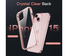 Jetech dėklas, skirtas iphone 15 6.1 colio, niekada negeltonuojantis telefono dėklas, atsparus smūgiams, apsauginis dėklas, atsparus įbrėžimams, skaidrus galinis dangtelis (rožinis)