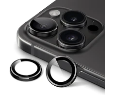 Jetech kameros apsauga, skirta iphone 15 pro 6.1 colio ir iphone 15 pro max 6.7 colio, 9h grūdinto stiklo plėvelė, individualus metalinis žiedas, hd clear, 1 komplektas (space juodas)